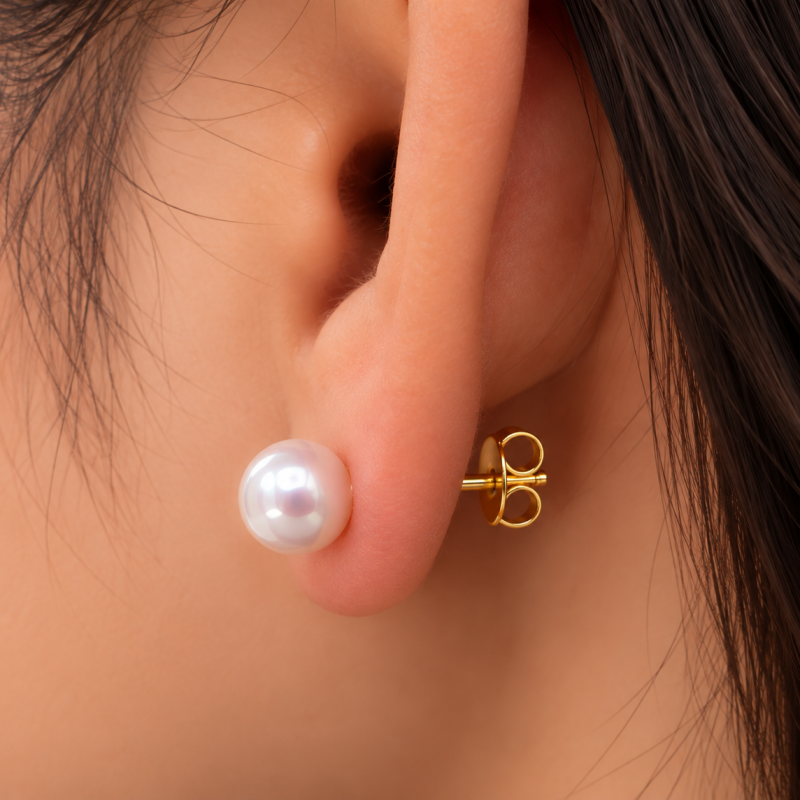 9K Pearl Stud Earrings 2