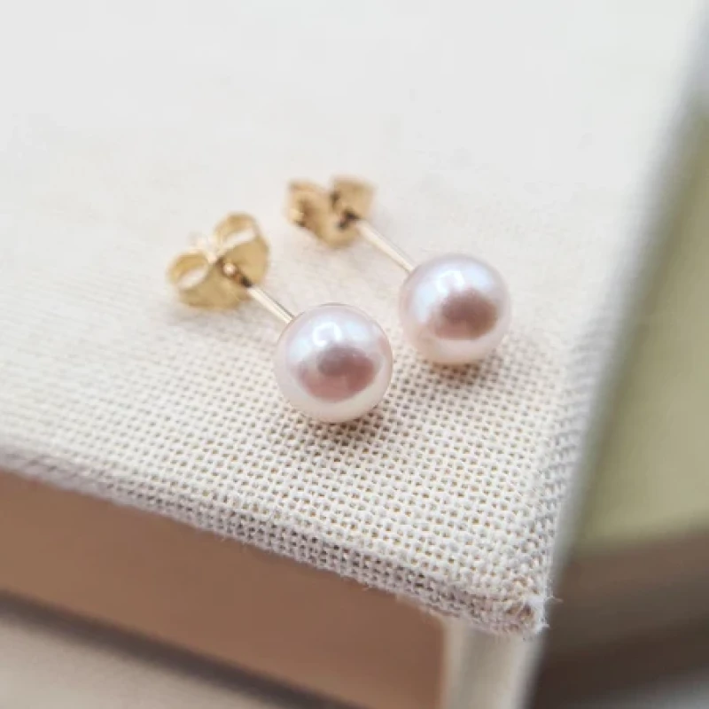 9K Pearl Stud Earrings 8