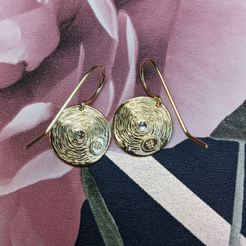 9K Textured Disc Drop Earrings 7
