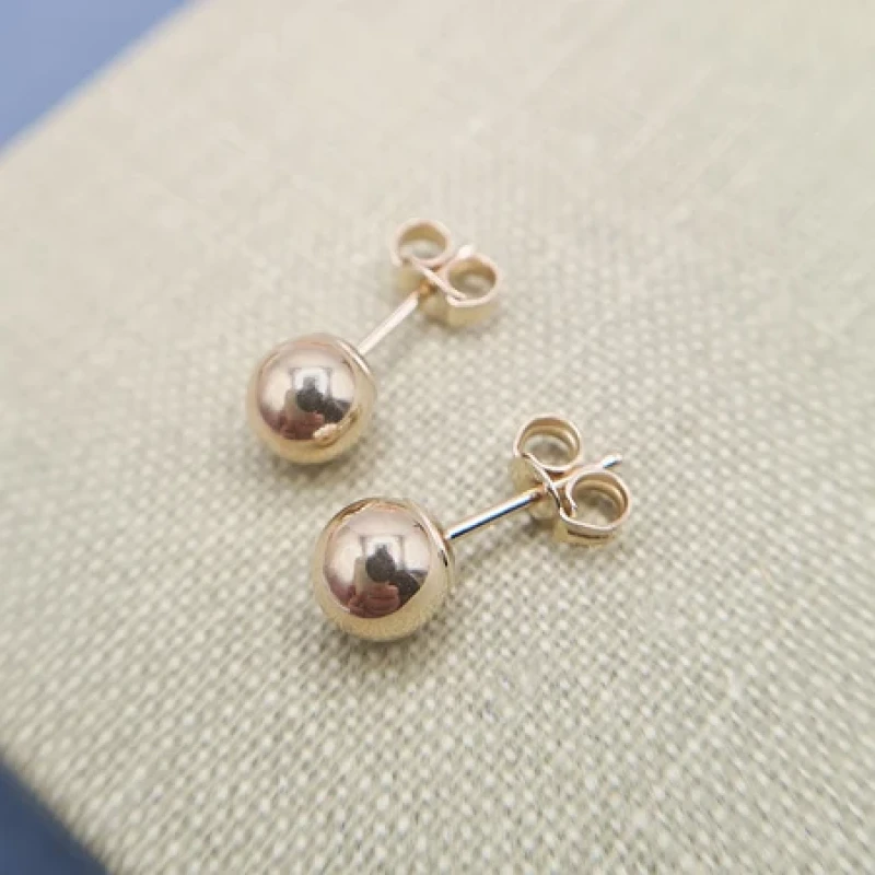 9K Gold Ball Stud Earrings 4