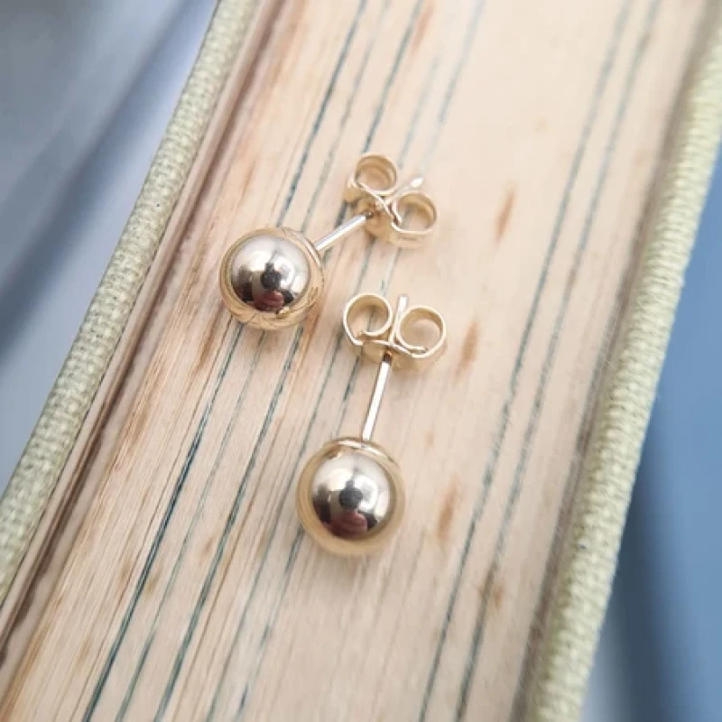 9K Gold Ball Stud Earrings 6