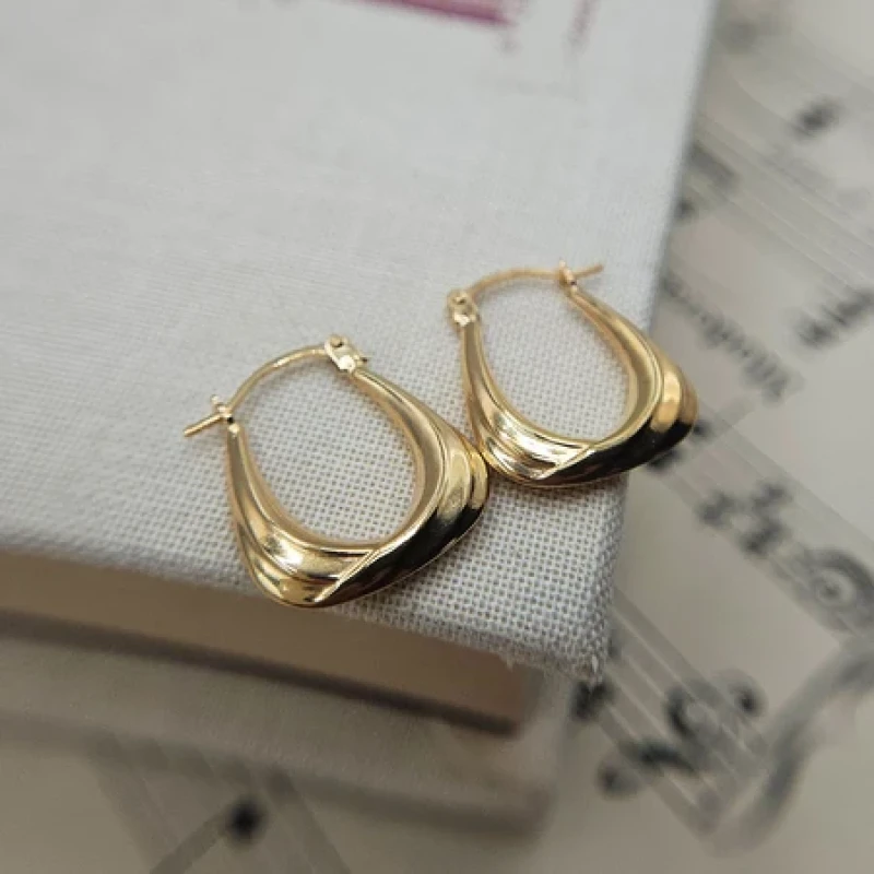 9K Small Layered Creole Earrings 3