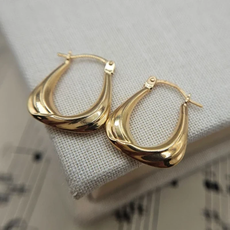 9K Small Layered Creole Earrings 7