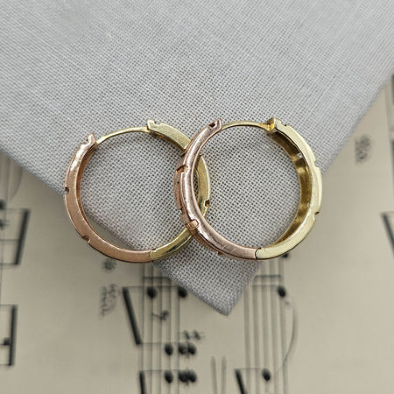 9K Vintage Gold Greek Hoop Earrings 4