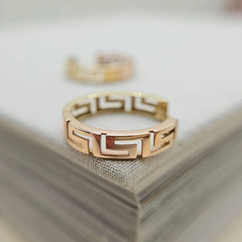 9K Vintage Gold Greek Hoop Earrings 5