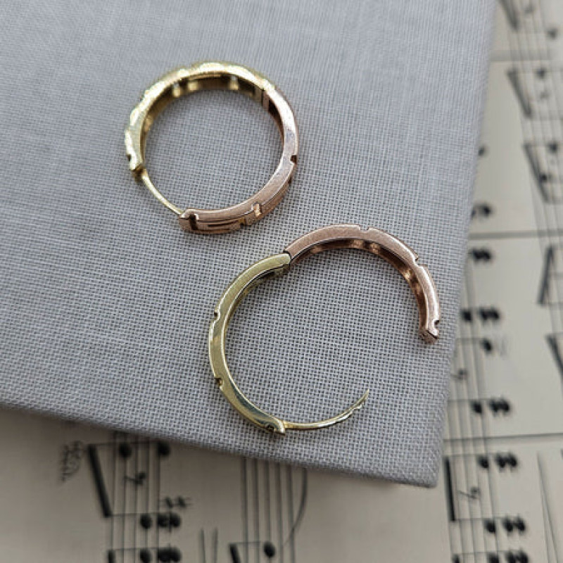 9K Vintage Gold Greek Hoop Earrings 7