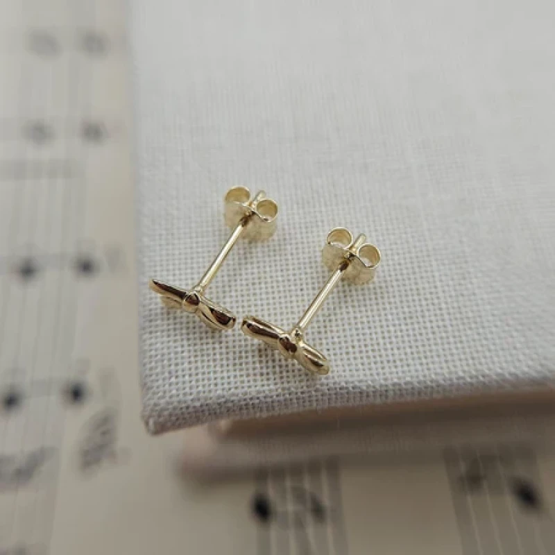 9K Gold Bow Stud Earrings 5