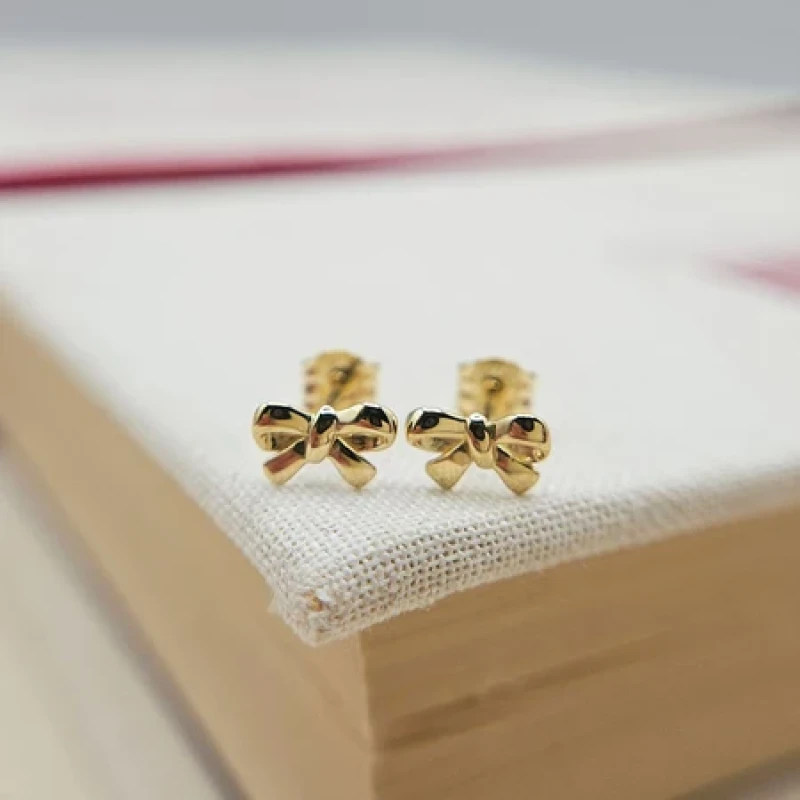 9K Gold Bow Stud Earrings 6