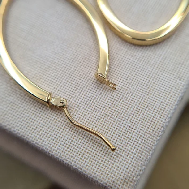 9K Gold 3cm Oval Hoop Earrings 6