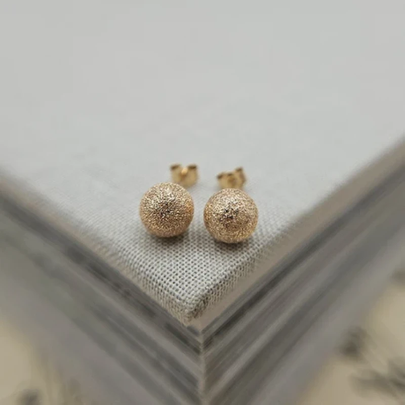9K Gold Frosted Ball Stud Earrings 4