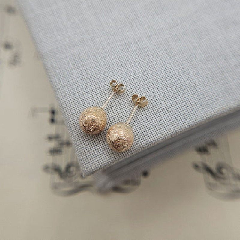 9K Gold Frosted Ball Stud Earrings 5