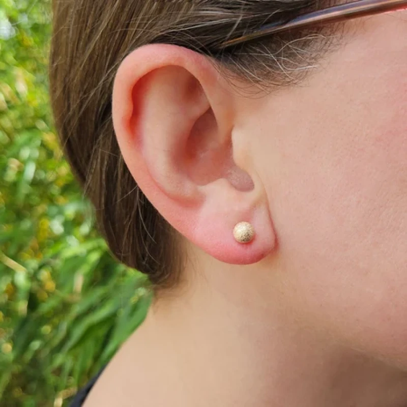 9K Gold Frosted Ball Stud Earrings 6
