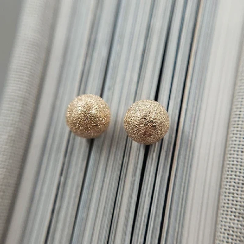 9K Gold Frosted Ball Stud Earrings 7