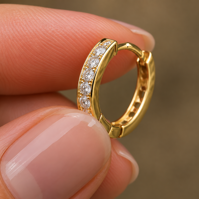 9K Gold Oval Huggie Earrings 2
