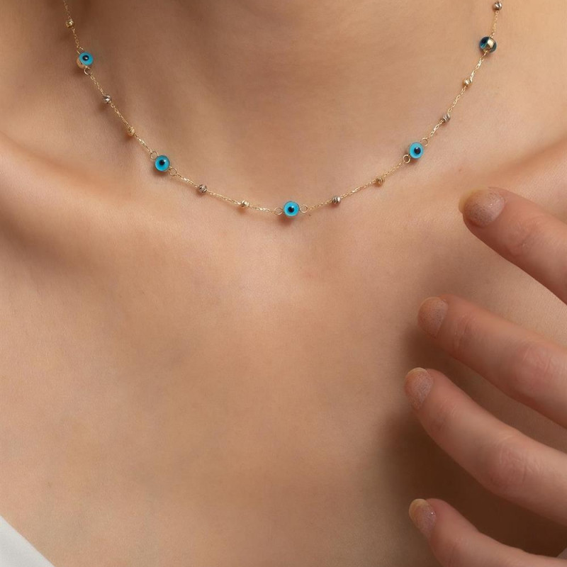 9K Gold Evil Eye Charm Chain 5