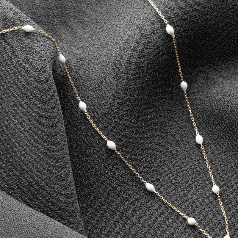 9K Gold White Mini Bead Necklace 2