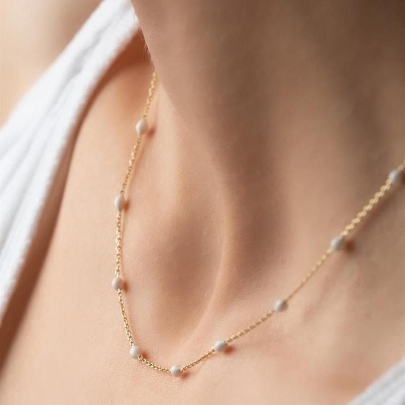 9K Gold White Mini Bead Necklace 5