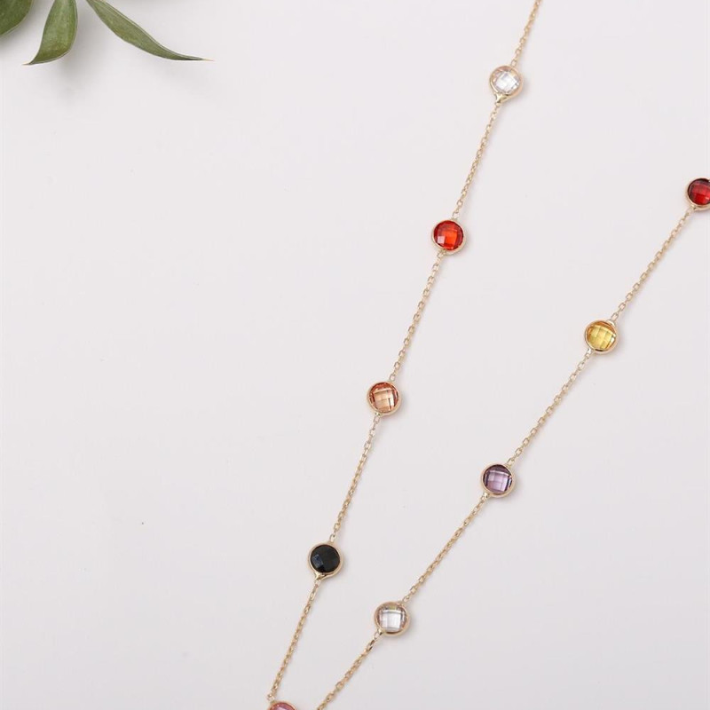 9K Gold Colorato Necklace with Colored Stones 2