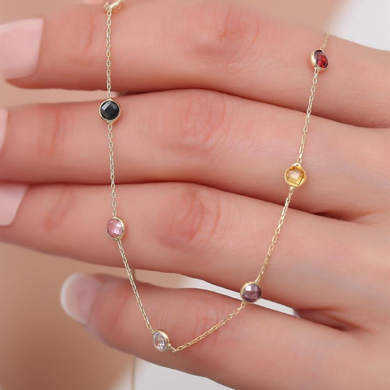 9K Gold Colorato Necklace with Colored Stones 4