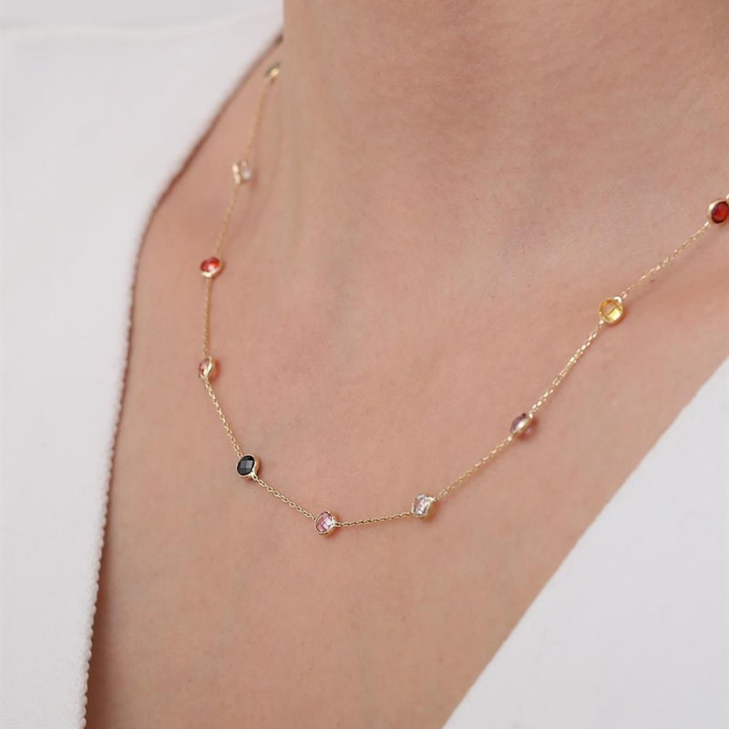 9K Gold Colorato Necklace with Colored Stones 5