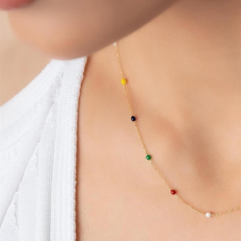 9K Gold Colored Ball Necklace 7