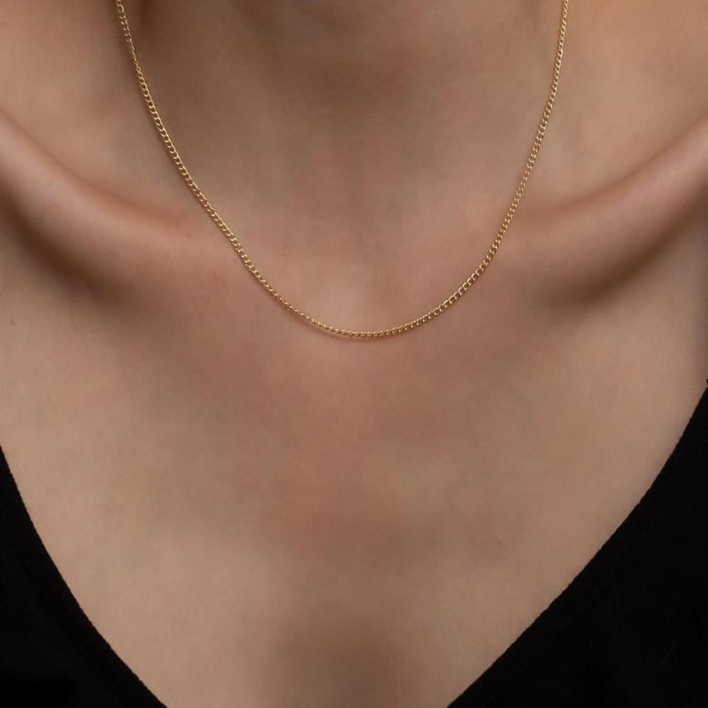 9K Gold 1mm Gourmet Curb Chain 2