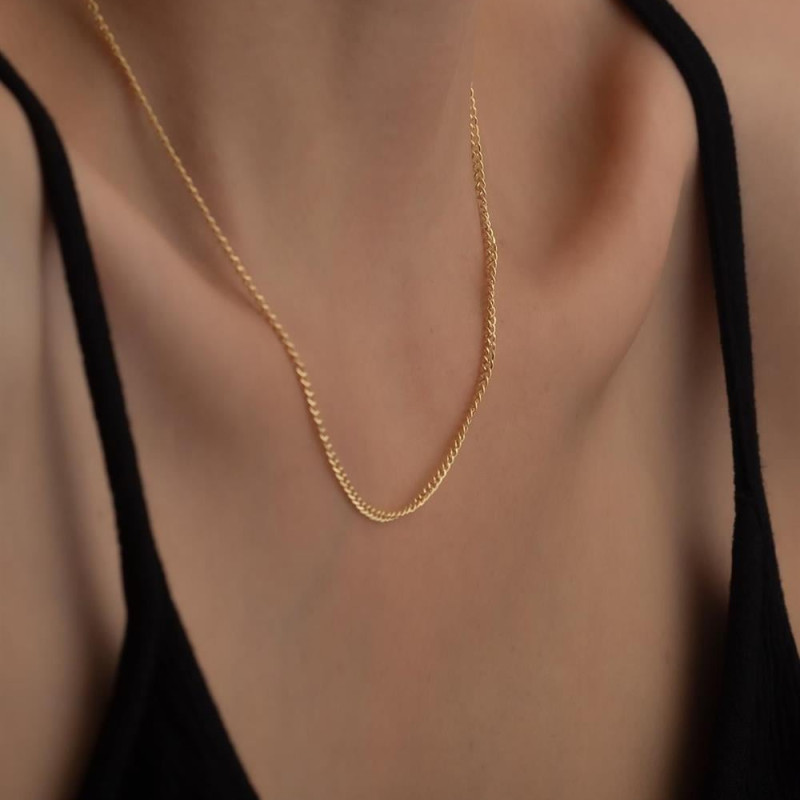 9K Gold 1mm Gourmet Curb Chain 3