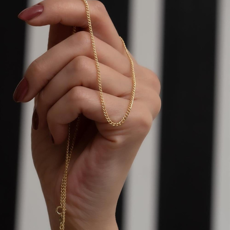 9K Gold 1mm Gourmet Curb Chain 4