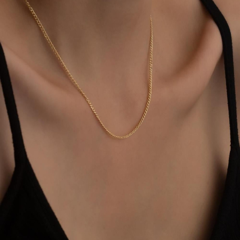 9K Gold 1mm Gourmet Curb Chain 5
