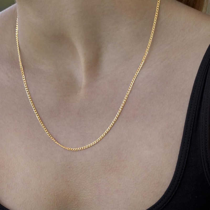 9K Gold 1mm Gourmet Curb Chain 6
