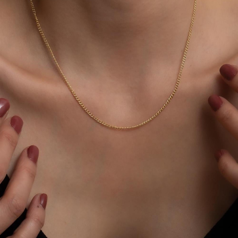 9K Gold 1mm Gourmet Curb Chain 7