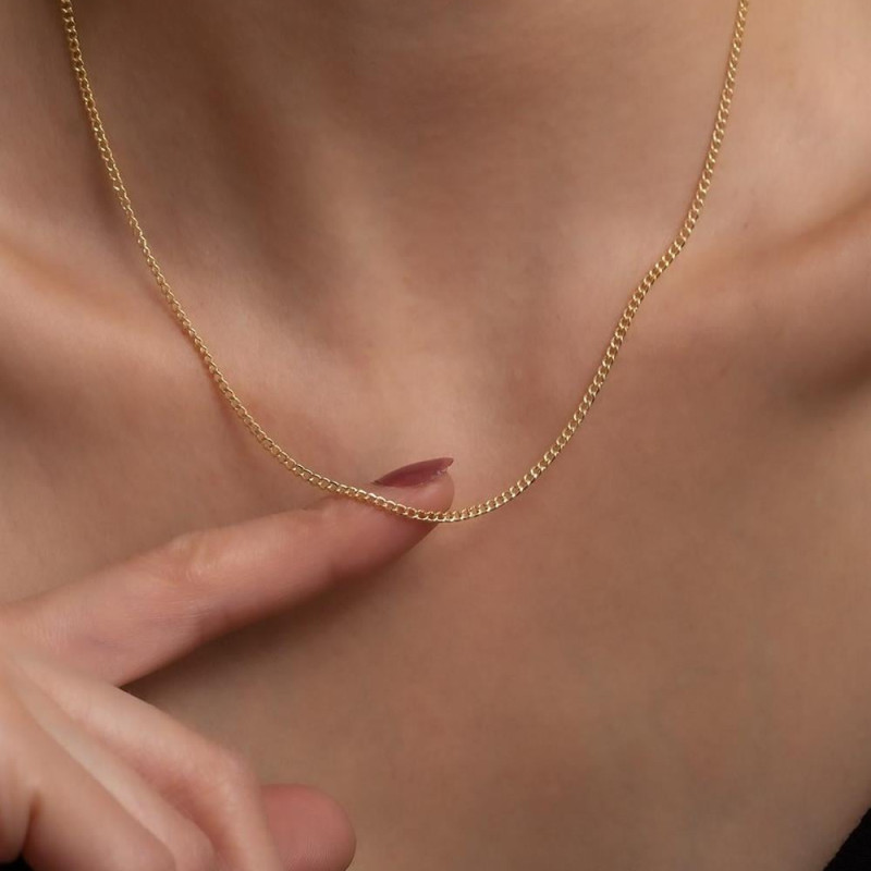9K Gold 1mm Gourmet Curb Chain 8