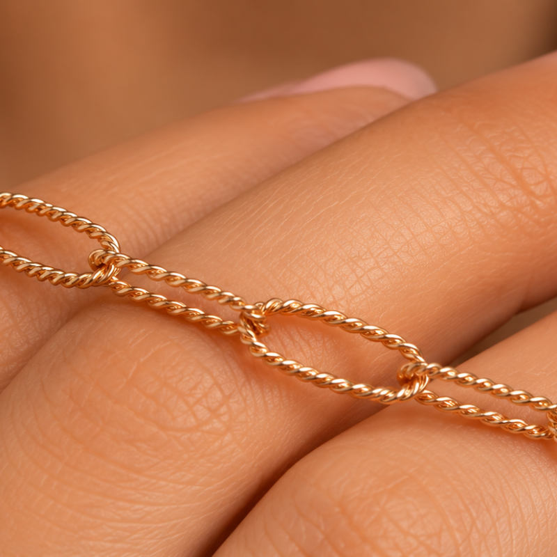 9K Gold Twisted Rope Chain Necklace 4