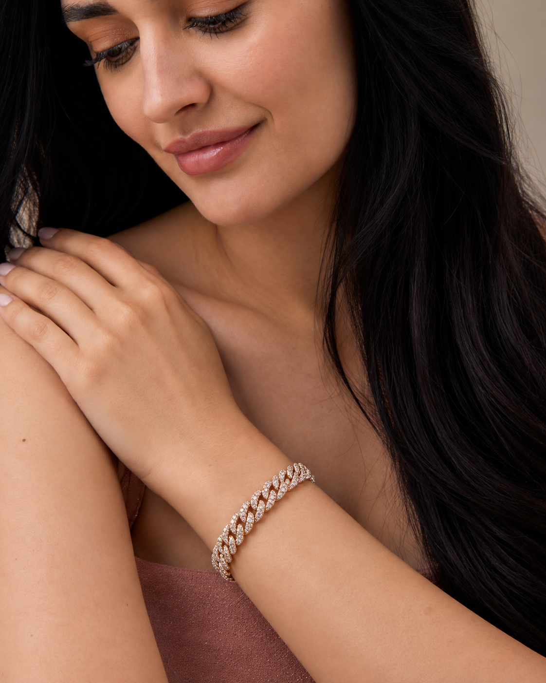 9K Gold Diamond Cuban Link Bracelet 4