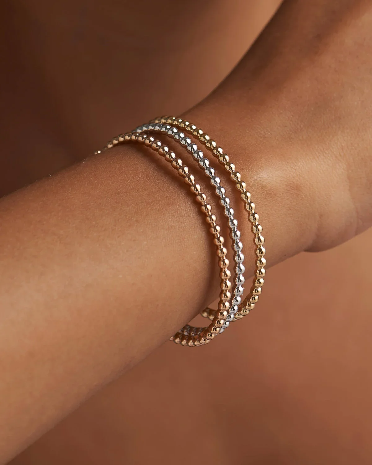 9K Gold Beaded Oval Bangle 5