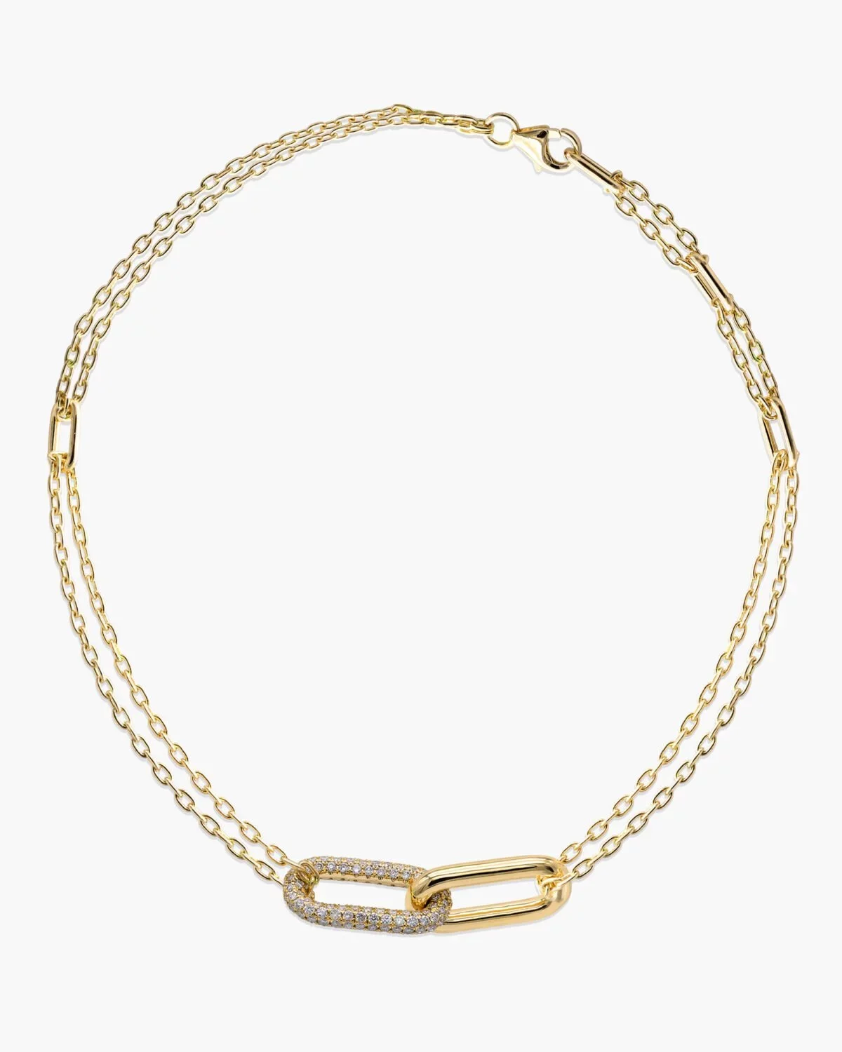 9K Gold Diamond Paperclip Link Bracelet 2