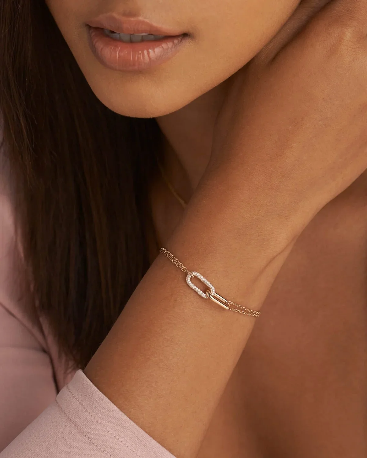 9K Gold Diamond Paperclip Link Bracelet 3