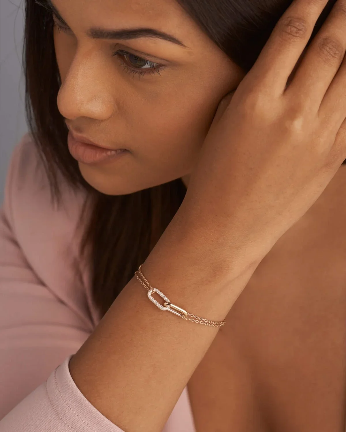 9K Gold Diamond Paperclip Link Bracelet 4