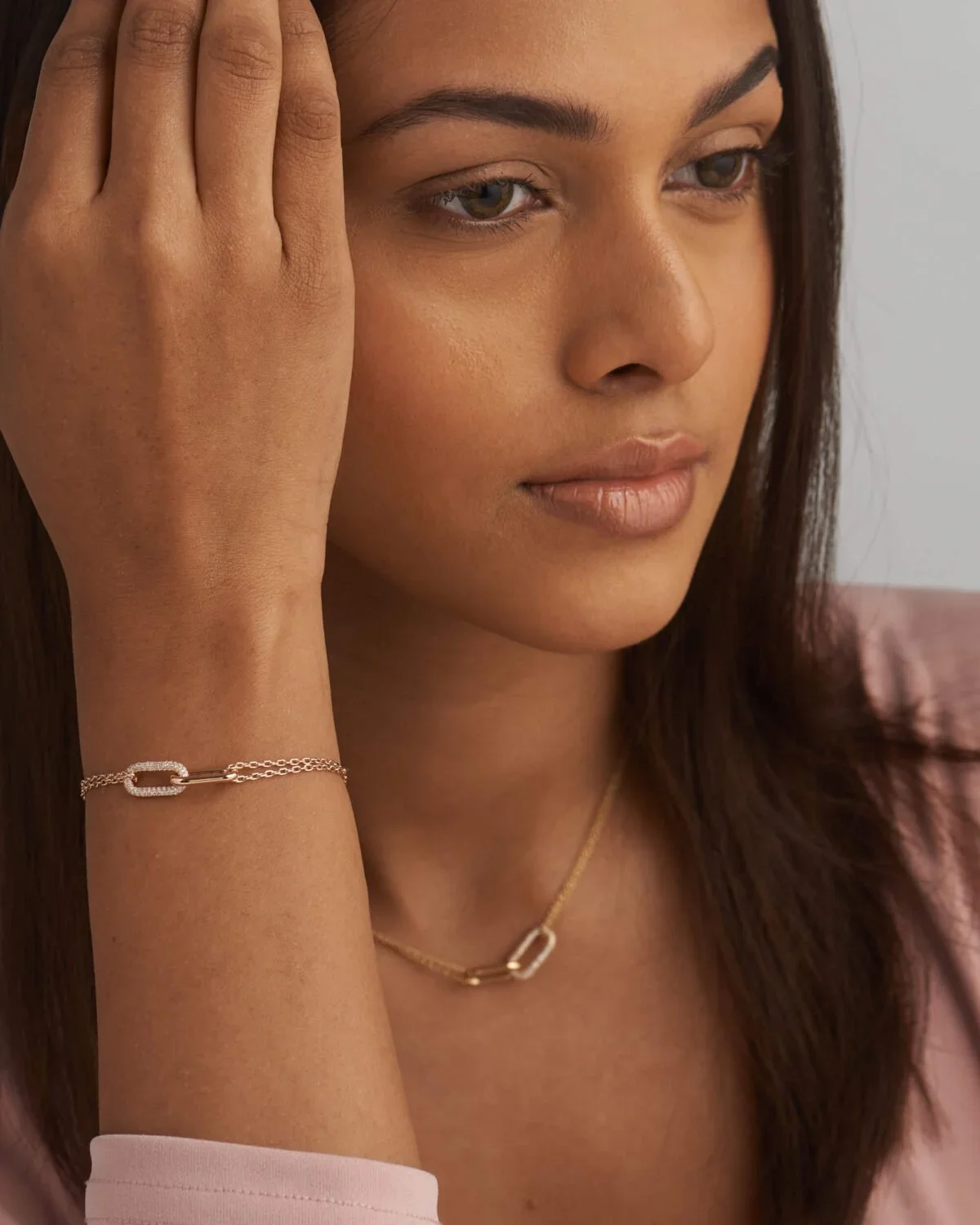 9K Gold Diamond Paperclip Link Bracelet 5