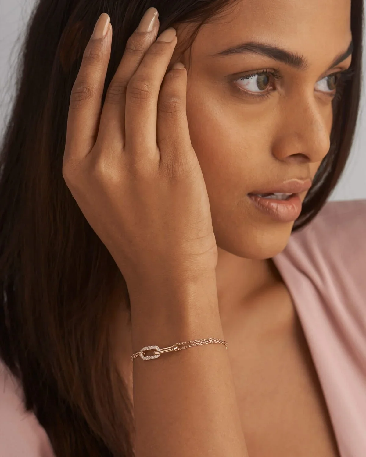 9K Gold Diamond Paperclip Link Bracelet 6