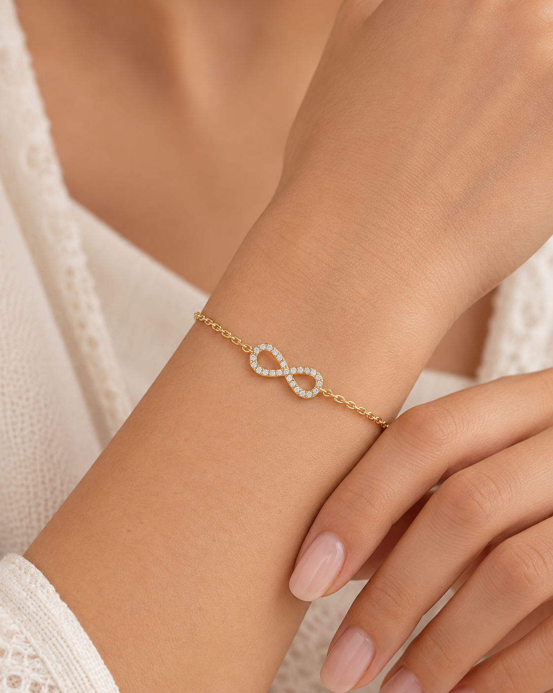 9K Gold Diamond Infinity Bracelet 4