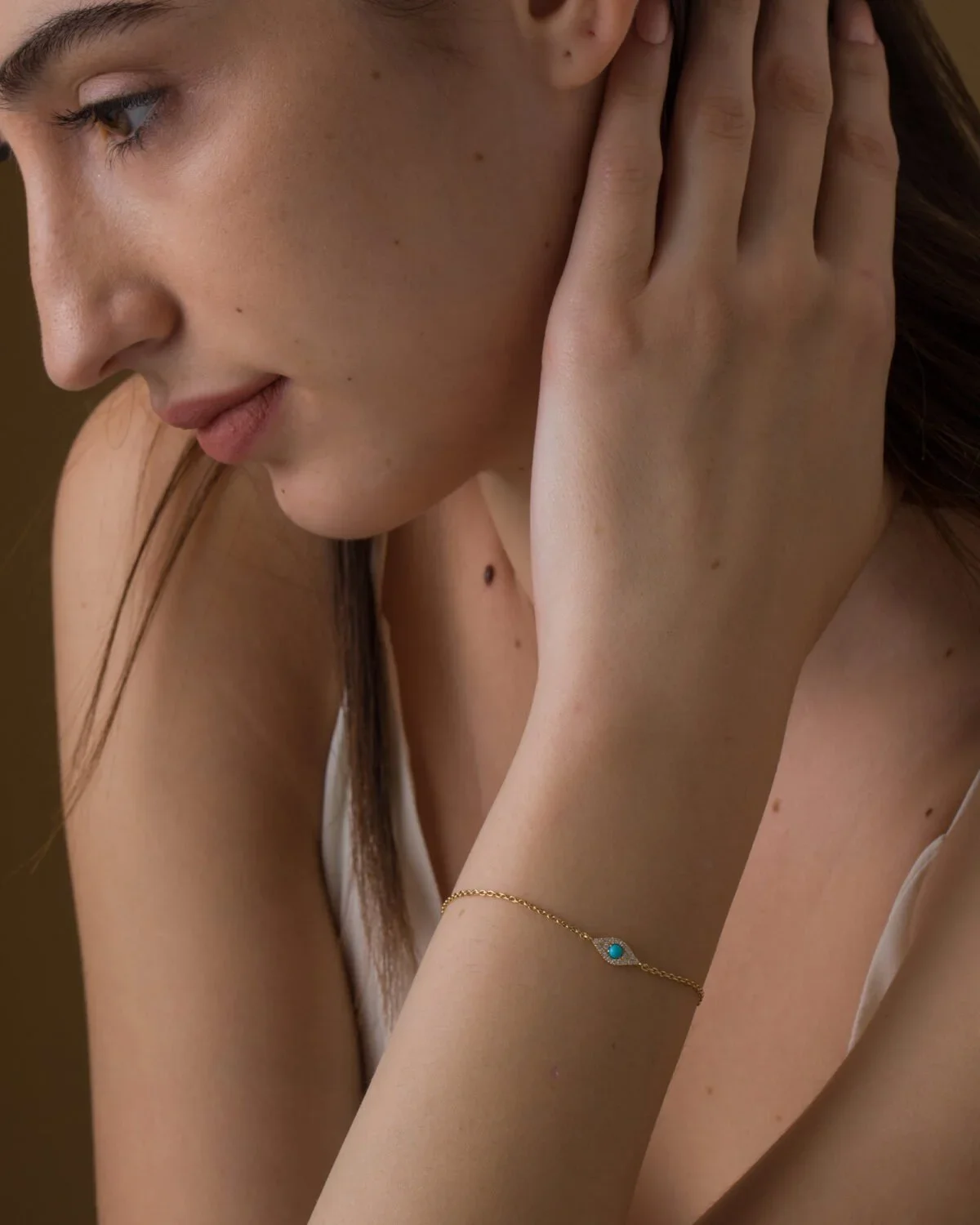 9K Gold Turquoise Evil Eye Diamond Bracelet 3