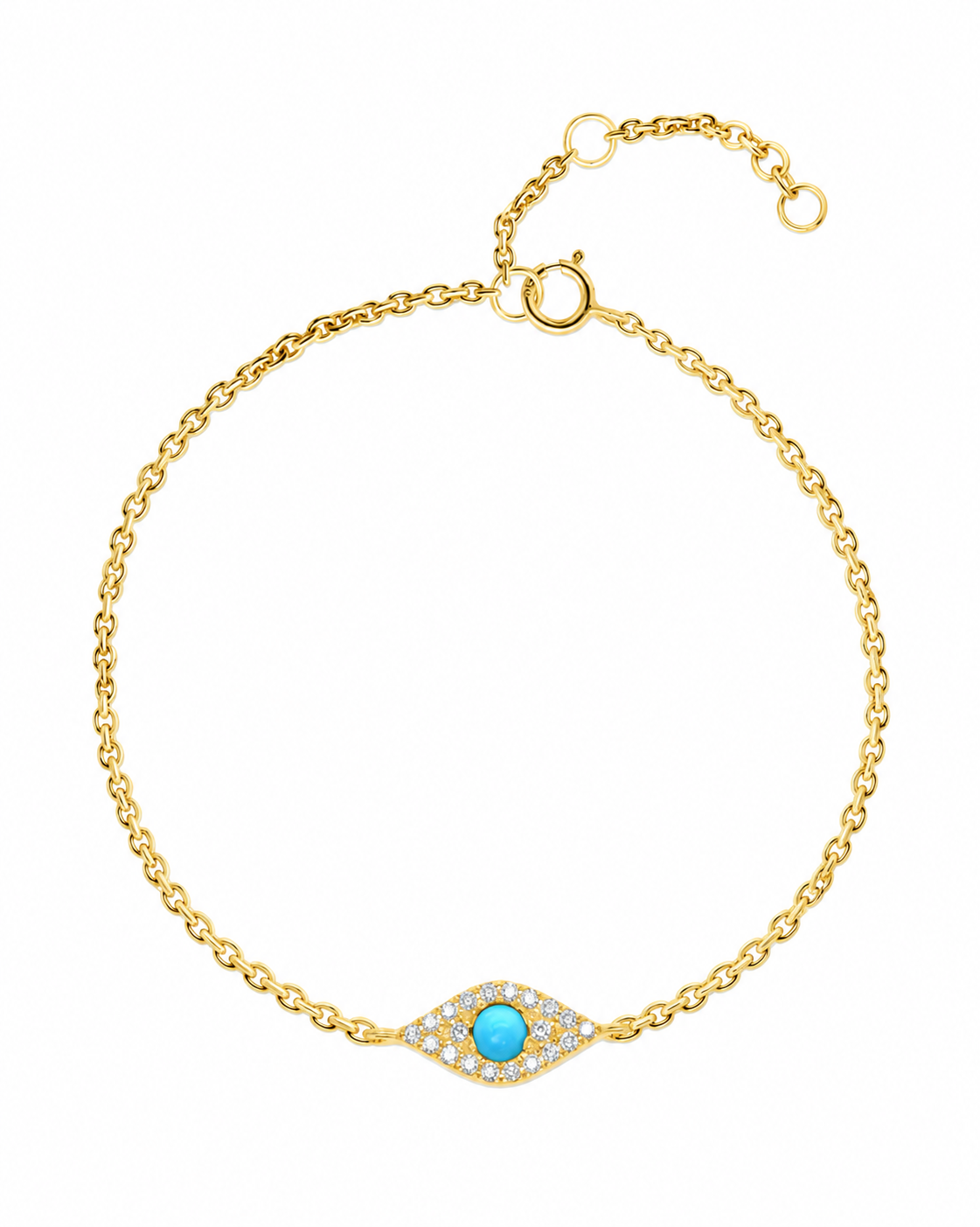 9K Gold Turquoise Evil Eye Diamond Bracelet 5
