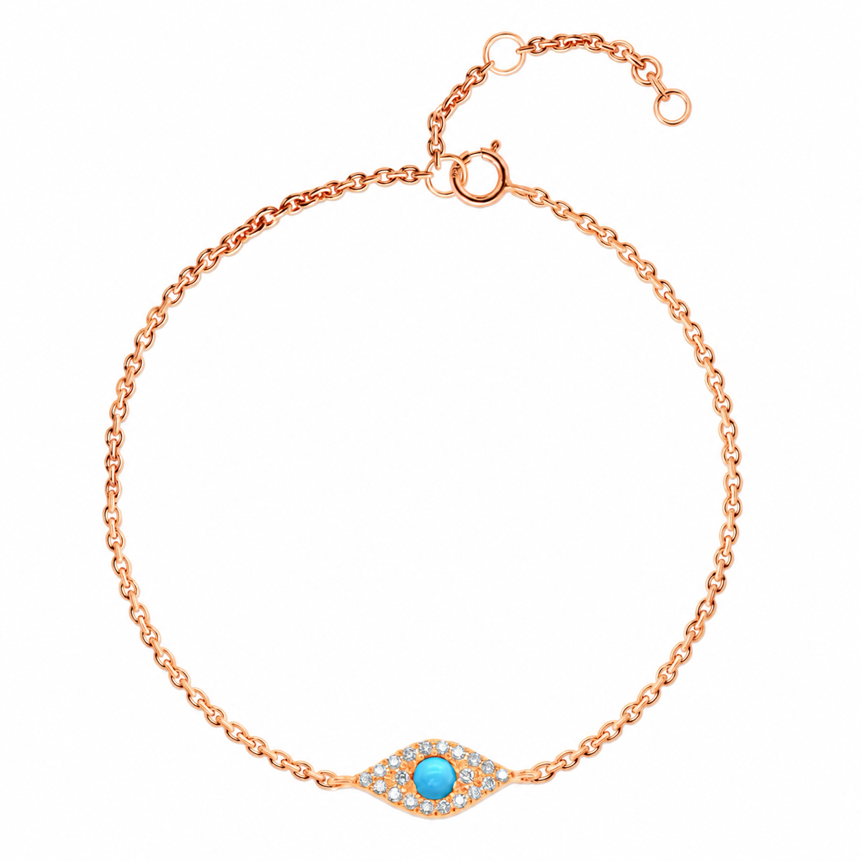 9K Gold Turquoise Evil Eye Diamond Bracelet 6