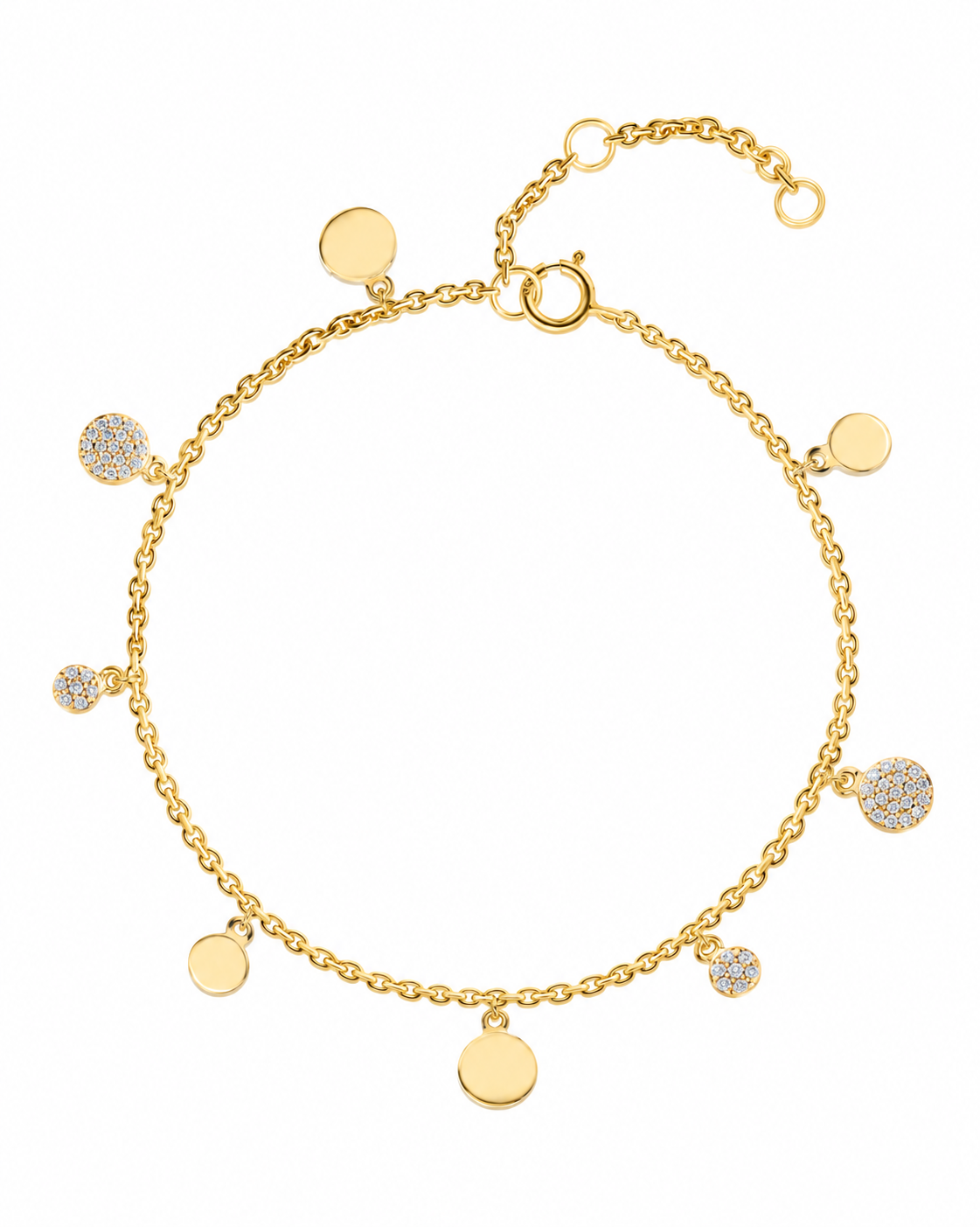 9K Gold Diamond & Disc Bracelet 4