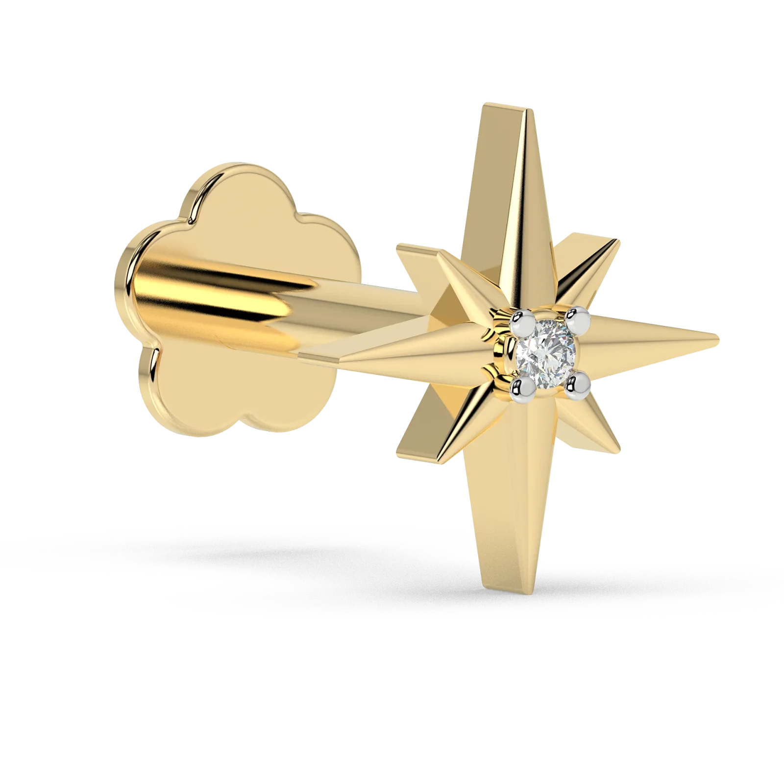 9K Gold Starburst Diamond Nose Pin 3