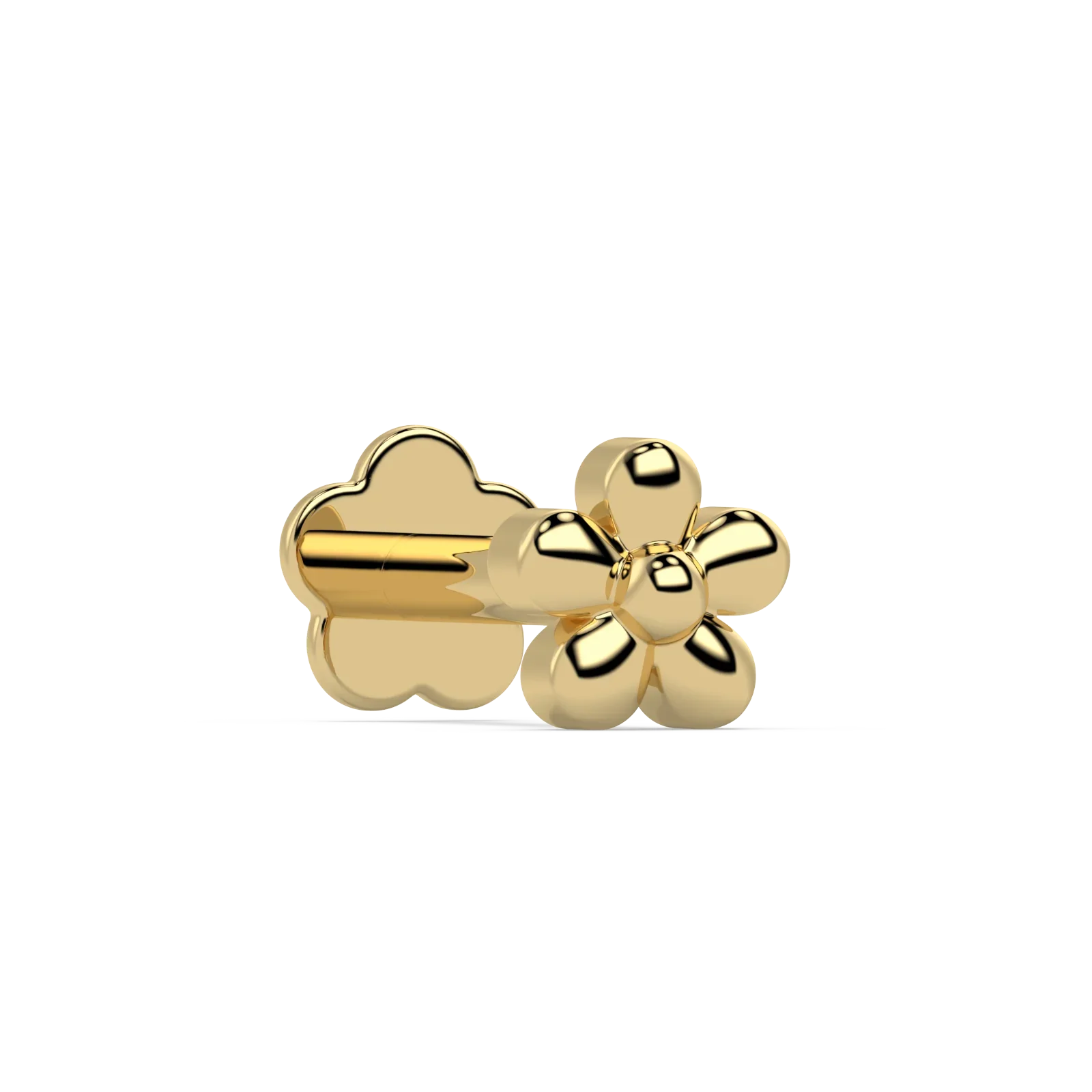9K Gold Puffy Flower Nose Pin 3