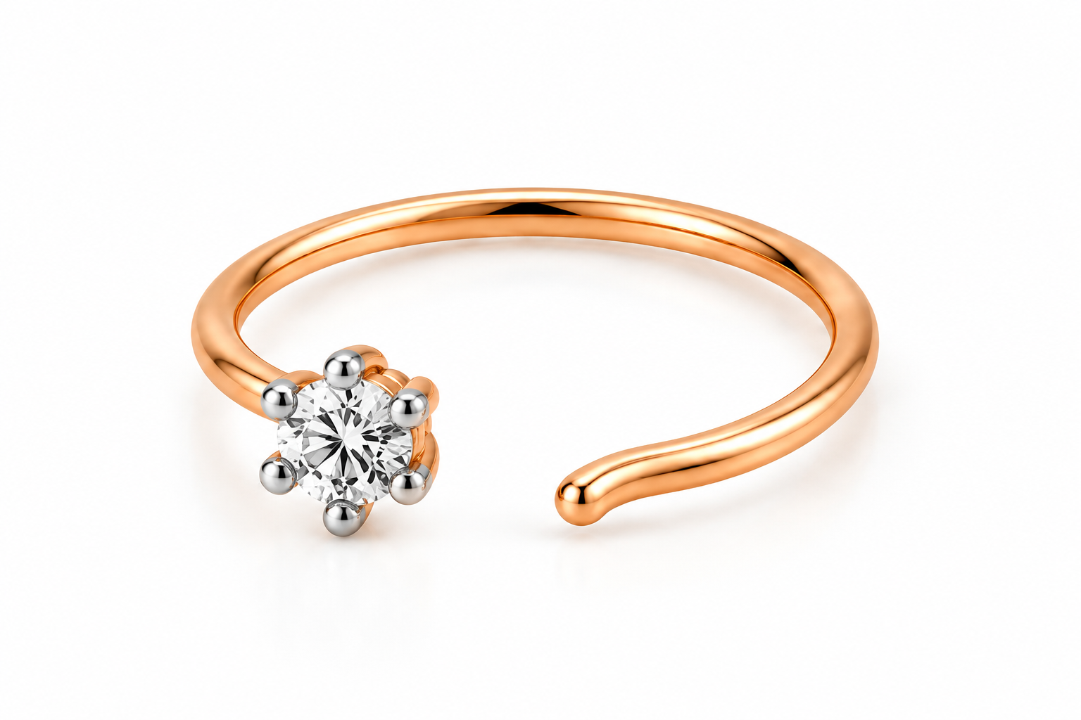 9K Gold Diamond Flower Nose Pin 6