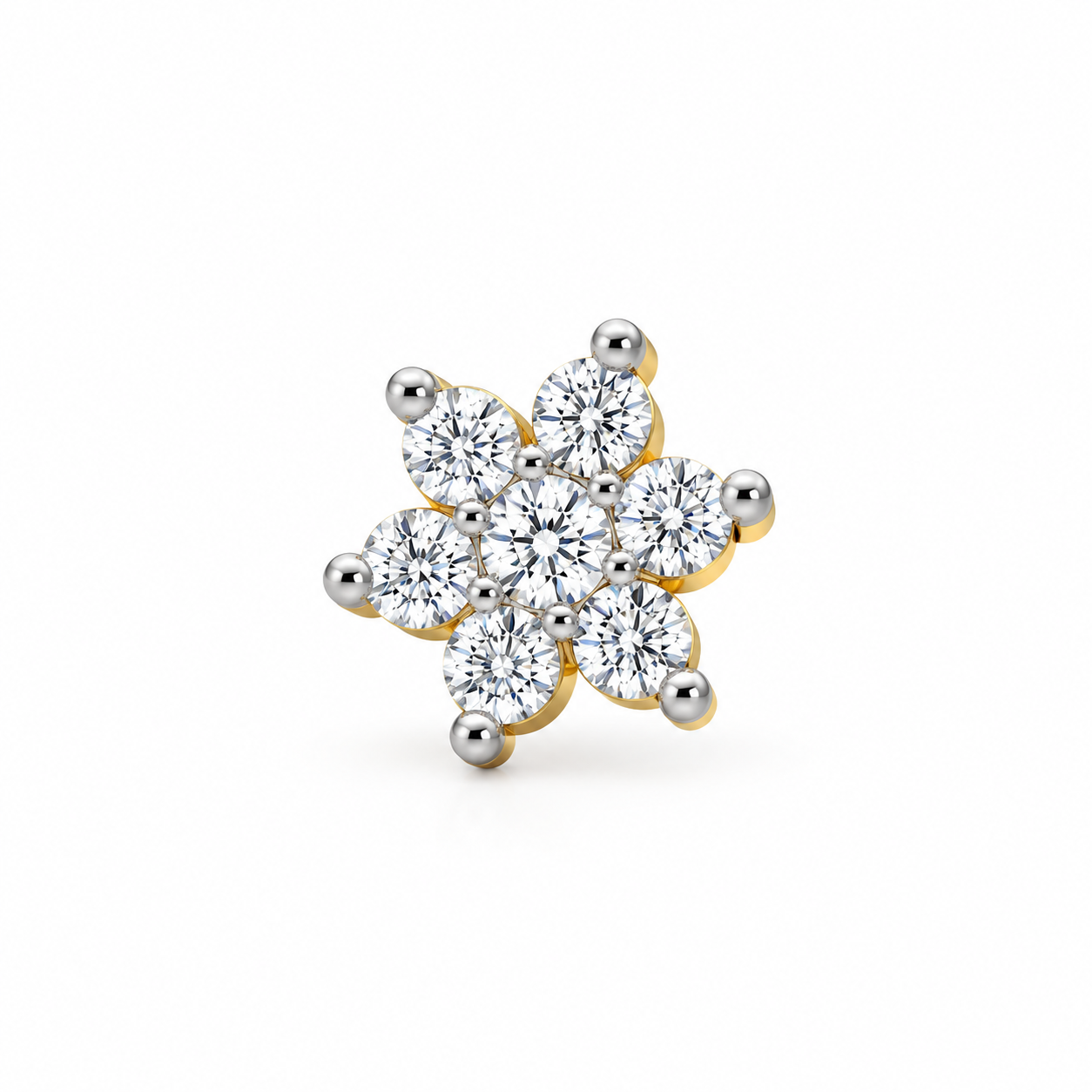 9K Gold Diamond Flower Nose Pin 7
