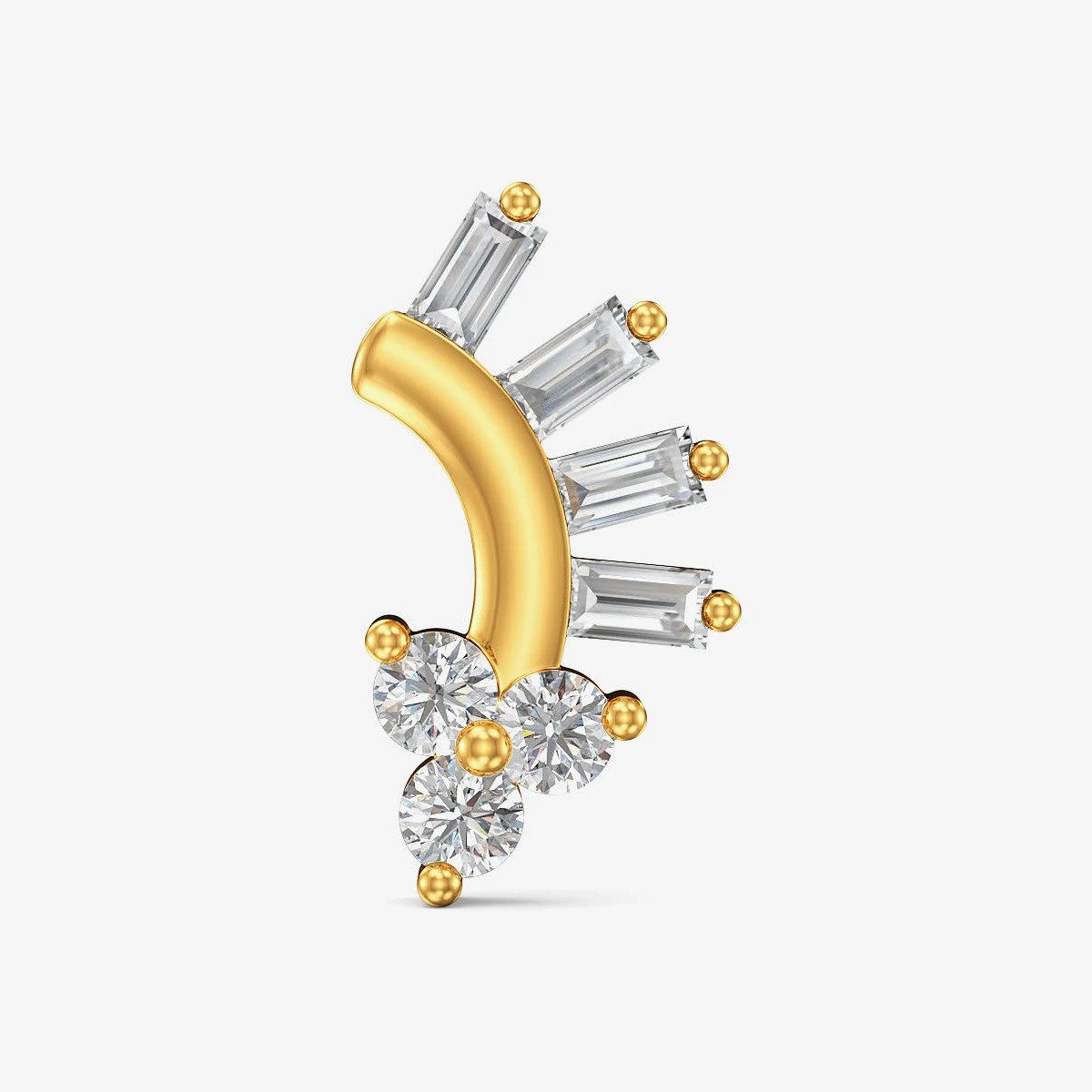9K Gold Pink Baguette Floral Nose Pin 2